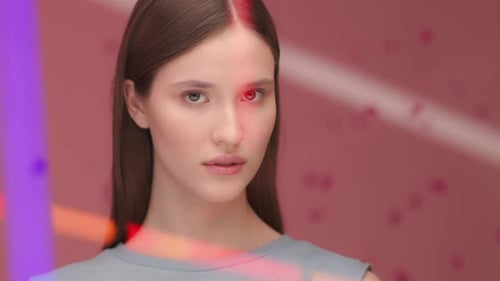 Elegant Woman Posing with Abstract Lighting Effects