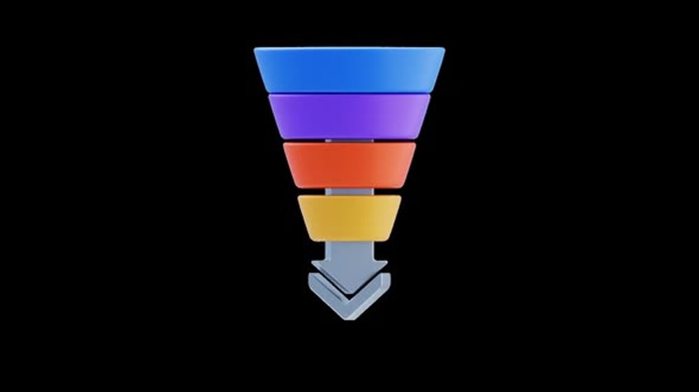 Animated 3D Sales Funnel Process with Flow Indicator, Backgrounds ...