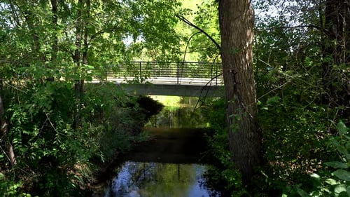 Bikers going through a bridge during a bike race