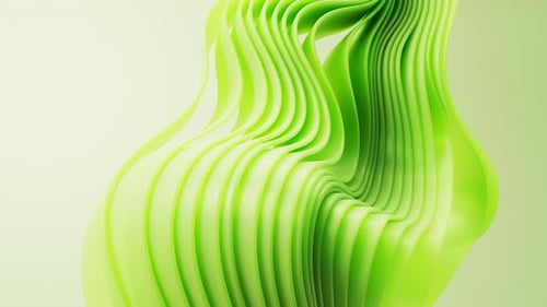 Flowing gradient green curve ribbons background