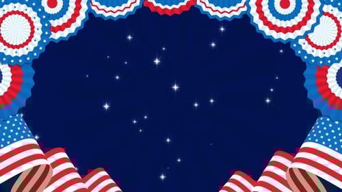 Fourth of July Patriotic Frame Animation with US Flags