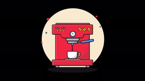 Coffee Maker. Kitchen Equipment Concept Animation Video - Transparent