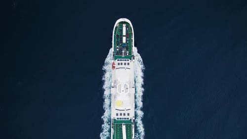 Passenger and Vehicle Ferry in Norwegian Fjord