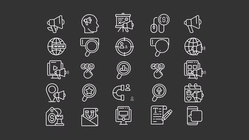 Animated Promo White Line Icons Set