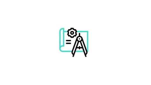 Animated Engineering Design Blueprint and Compass Icon
