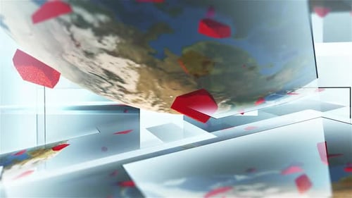 Rock Fragments Hitting the Earth 3D Rendering