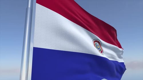 Realistic Waving National Flag Against a Clear Blue Sky