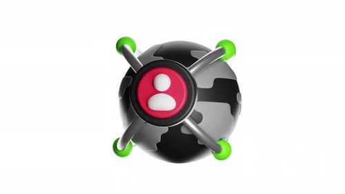 Animation d'icônes 3D Réseau commercial mondial