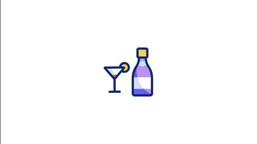 Animated Bottle Pouring Drink into Cocktail Glass Icon