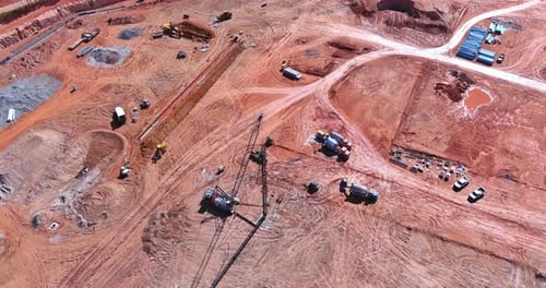 Heavy Construction Equipment Works on a Construction Site