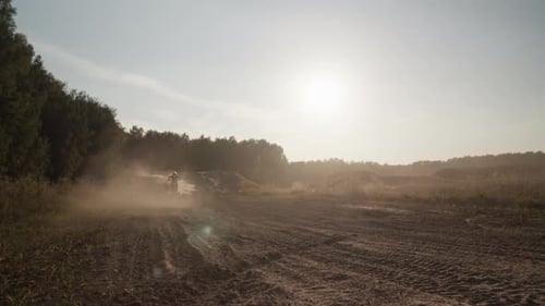 Dirt Bike Motorcycle Ride in Rural Setting