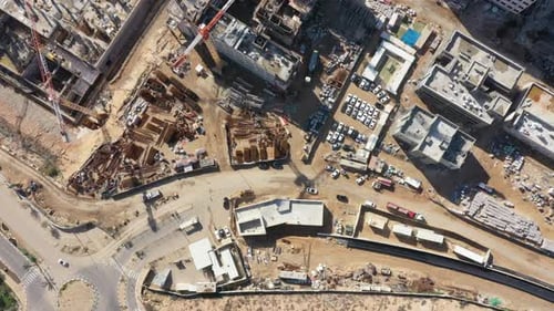 Aerial drone view of a construction site