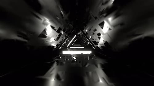 White Flashing Triangular Neon Corridor Background VJ Loop In 4K