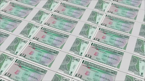 Guatemalan Quetzal Money Stacks Loop Animation