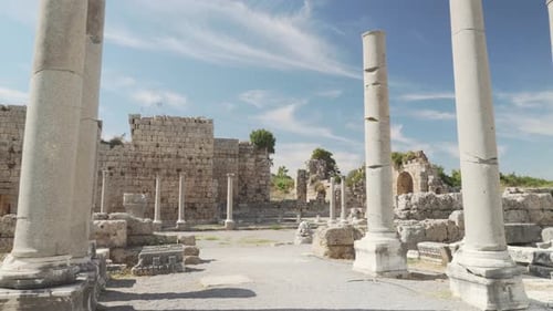 Scenic colonnade of the palaestra in Perge (Perga), Turkey