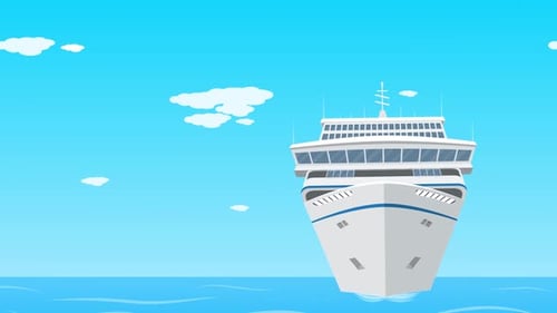 Cruise Liner Sea Front View Travel Holidays Concept Looped