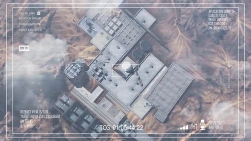 Nuclear plant in the desert attacked from Air, Drone view