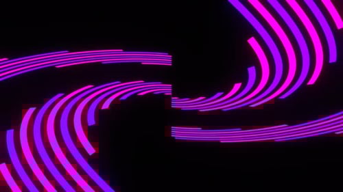 Las líneas brillantes moradas y rosadas se mueven sobre un fondo circular Vj Loop en 4K