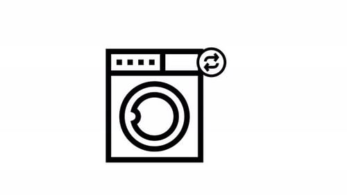 Flat Design Washing Machine Icon with Reload Animation