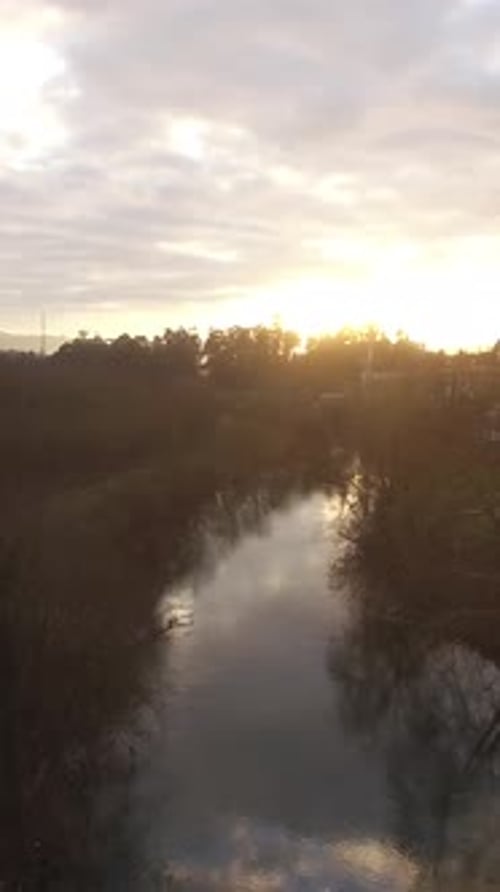 Vertical Video of River at Sunset
