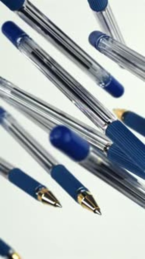 School Pens Fly Up and Down Filmed on a Highspeed Camera at 1000 Fps