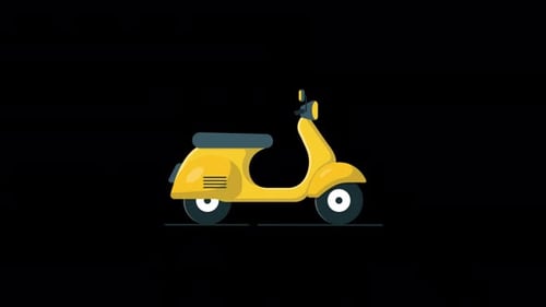 Flat Design Yellow Scooter Driving Cycle Animation