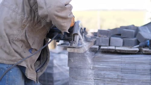 Industrial Construction Scene Showing Workers And Machinery At Work Vigorous Paving Operation