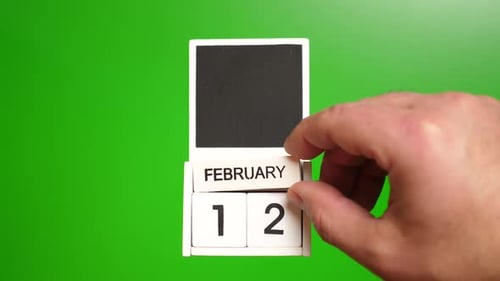 02. Calendar with the date February 12 on a green background. Illustration for an event of a certain