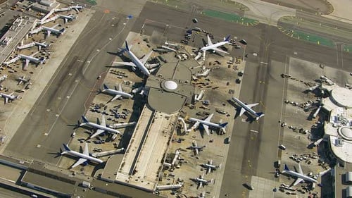 Aerial View of an Airport Terminal Above