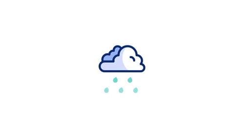 Animated Flat Design Rain Cloud Icon