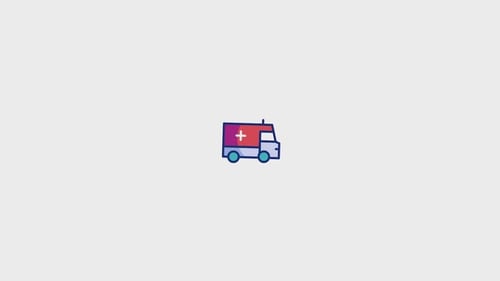 Animated Flat Design Ambulance Icon Driving Loop