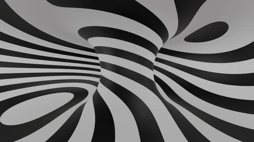 Abstract Black and White Striped Tunnel Animation Loop