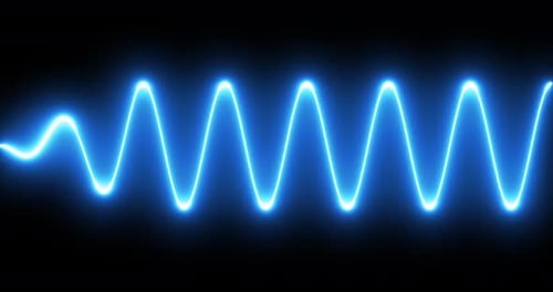 Animated Glowing Neon Blue Sound Waveform