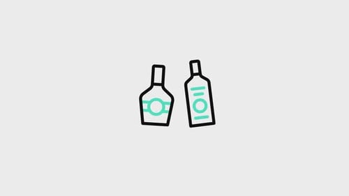Animated Flat Design Beverage Bottles Loop