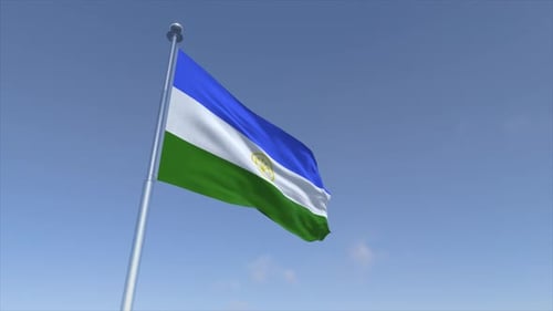 Waving Flag With Blue Sky In Realistic Seamless Loop
