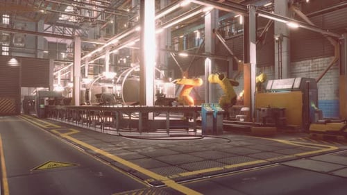 Usine de production automobile au travail