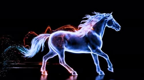 Glowing Abstract Horse Running With Energy Particles