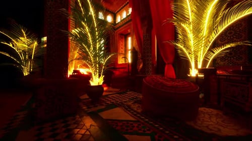 Moroccan Arabian Style Luxury Room with Glowing Palm Trees