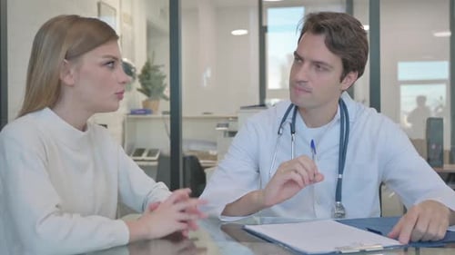 Woman Consults with Doctor in Bright Office