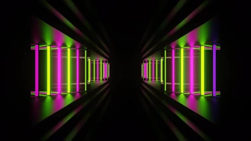 Pink And Green Neon Side Lights In Corridor Background Vj Loop In 4K