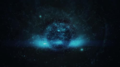 Blauer glühender Partikel-Kugel-Animationshintergrund