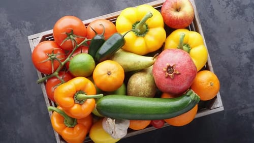 Vibrant Variety: Fresh Fruits and Vegetables Still Life