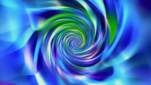 Hypnotische, bunt leuchtende Flüssigkeit, spiralförmige Tunnelschleife