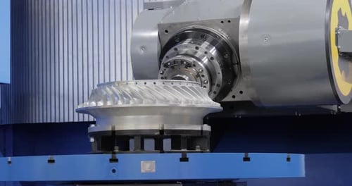 Metalworking CNC milling machine. Cutting metal modern processing technology.