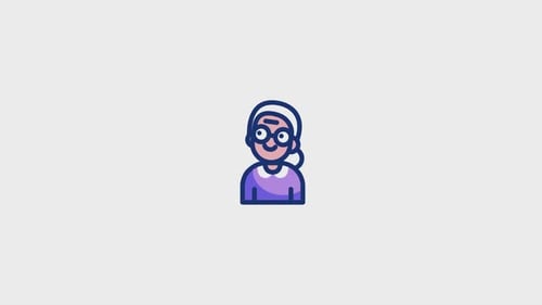 Winking Senior Woman Flat Design Animated Icon