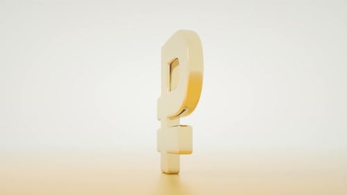 Russian Rubble symbol on golden background for currency exchange and money transfer concept