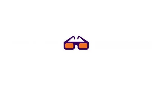 Animated 3D Glasses Icon Flat Design