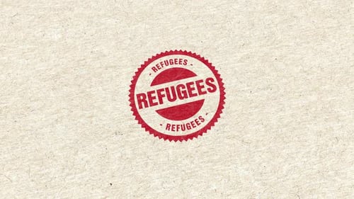 Sello de goma dorado para refugiados