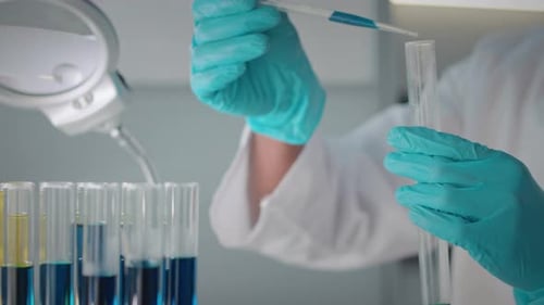 Laboratory Experiment with Test Tubes and Pipette