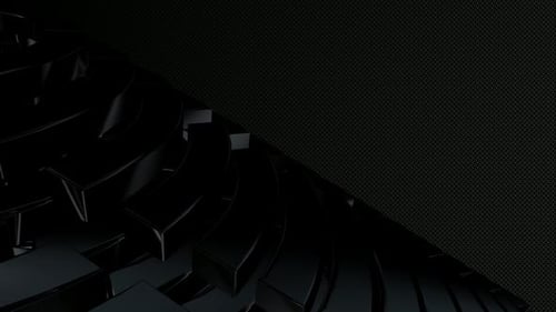 Dark Background with Figure Animation in the Corner, Shapes, Reflection, 3D Render, Unique Design